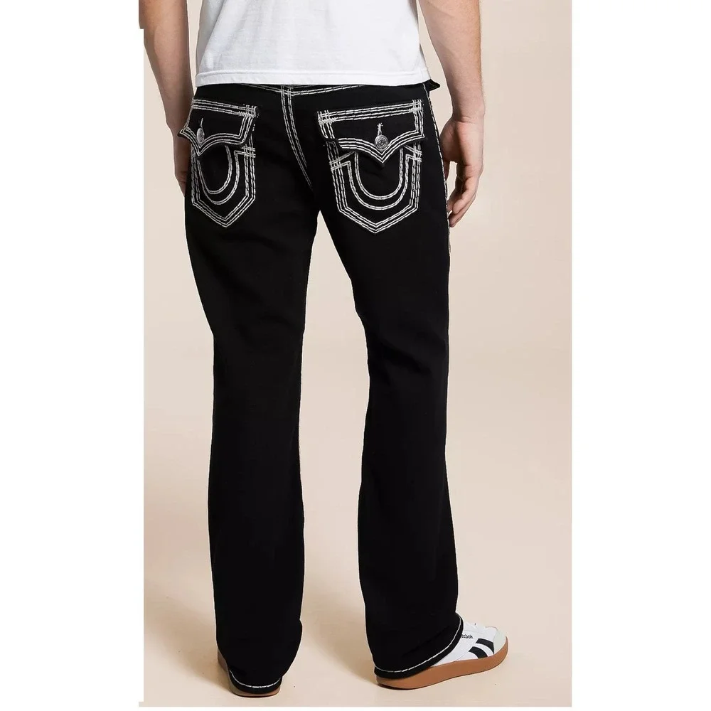 True Religion Ricky Relaxed Straight Black Jeans‎ Size 32 New Without Tags